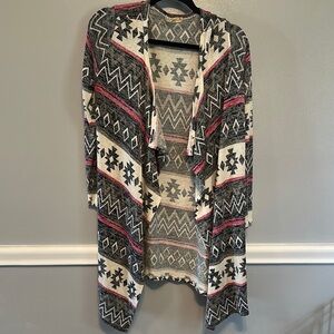 It's Our Time Black and White Geometric Cardigan Sweater